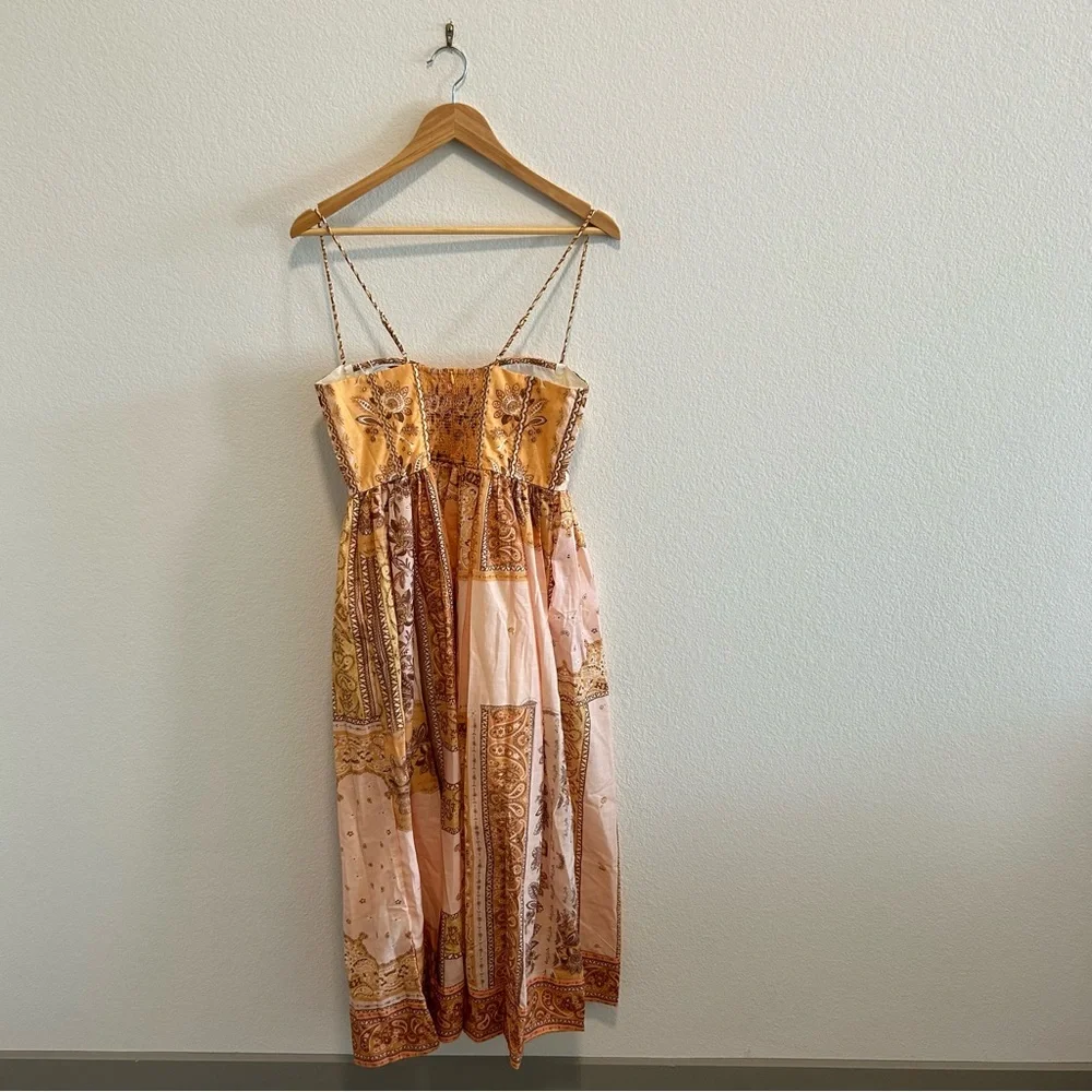 NWT Zimmermann Mustard Bandanna Lucky Corset Patterned Midi Dress - Picture 9 of 9